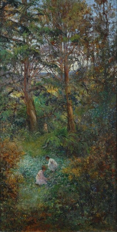 Scuola Italiana, XIX sec. - Bosco con figure