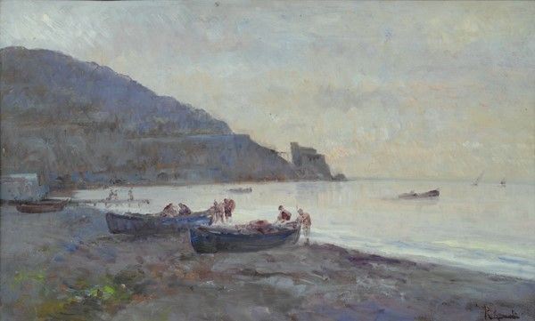 Raffaele D' Amato - Pescatori sulla Spiaggia