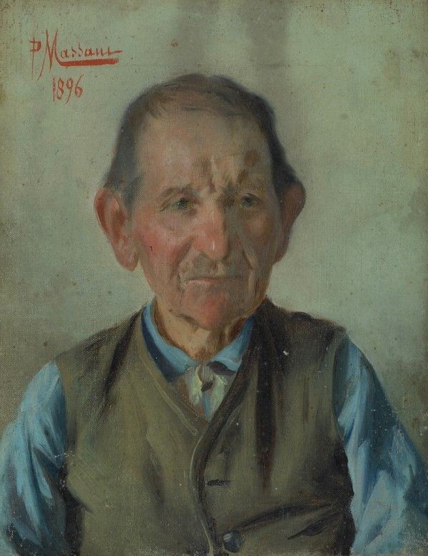 Pompeo Massani : Ritratto virile  (1896)  - Olio su tela - Auction Antiquariato - I - Galleria Pananti Casa d'Aste