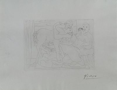 Repos Du Sculpteur Devant un Centaure Et Une Femme