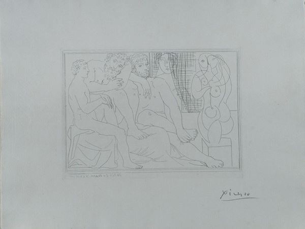 Pablo Picasso : Sculpteurs, Modeles et Sculpture  (1933)  - Acquaforte su carta Montval - Asta Antiquariato - I - Galleria Pananti Casa d'Aste