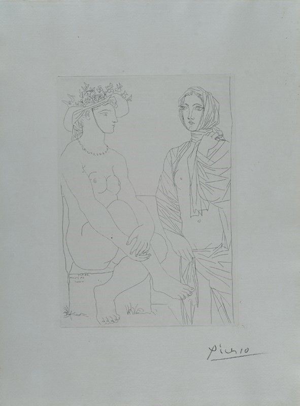Pablo Picasso - Femme Assise Au Chapeau Et Femme Debout Drapèe
