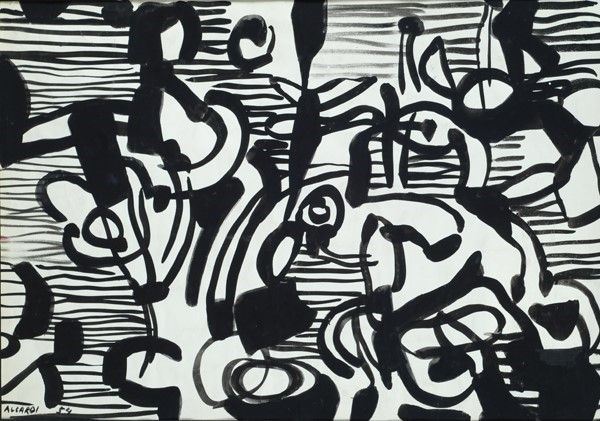 Carla Accardi : Senza titolo  (1954)  - Tempera su carta - Asta Antiquariato - I - Galleria Pananti Casa d'Aste