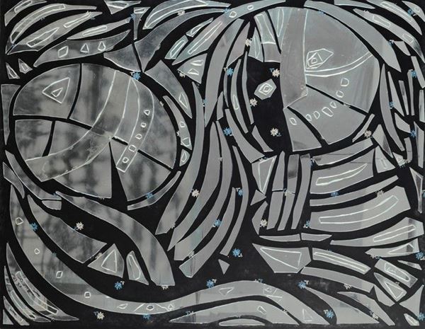 Enrico Baj : Specchi  (1974)  - Collage di specchi e velluto su tavola - Auction Antiquariato - I - Galleria Pananti Casa d'Aste