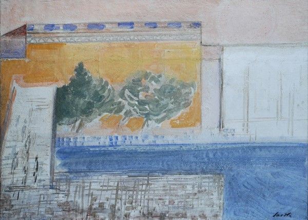 Bruno Saetti : Paesaggio  (anni '70)  - Affresco su tela - Auction Antiquariato - I - Galleria Pananti Casa d'Aste