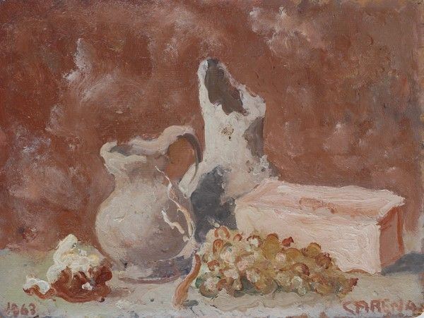Felice Carena : Natura morta  (1963)  - Olio su legno - Asta Antiquariato - I - Galleria Pananti Casa d'Aste