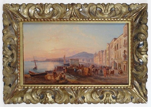 Ercole Gigante : Veduta di Napoli da Marinella  - Olio su tela - Auction Antiquariato - I - Galleria Pananti Casa d'Aste