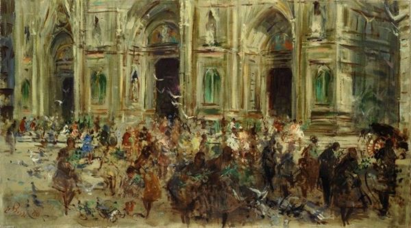 Sergio Bissi Cirno : Santa Maria del Fiore   (1966)  - Olio su tela - Asta AUTORI DEL XIX E XX SEC - II - Galleria Pananti Casa d'Aste