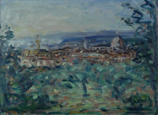 Enzo Pregno : Veduta di Firenze  - Olio su tela - Auction Arte Moderna e Contemporanea - Galleria Pananti Casa d'Aste