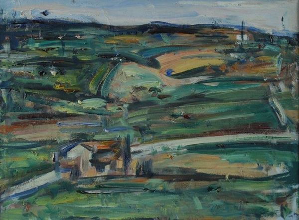 Enzo Pregno : Paesaggio di campagna  - Olio su tela - Auction Arte moderna e contemporanea - III - Galleria Pananti Casa d'Aste