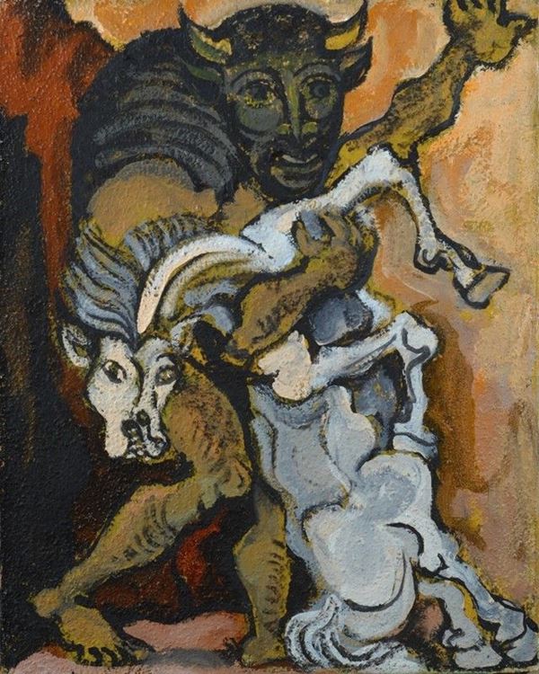 Domenico Cantatore : Da Picasso  ((1980))  - Olio su tela - Auction Arte Moderna e Contemporanea - II - Galleria Pananti Casa d'Aste