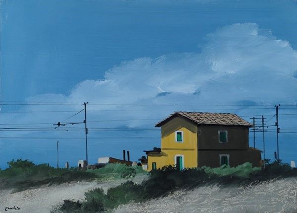 Enotrio Pugliese : Casello ferroviario  - Asta Arte Moderna e Contemporanea - Galleria Pananti Casa d'Aste