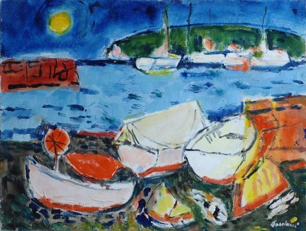 Enrico Paulucci : Luna gialla  (1984)  - Olio su tela - Auction Arte Moderna e Contemporanea - Galleria Pananti Casa d'Aste