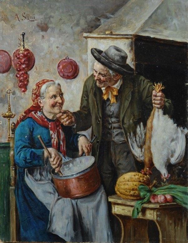 Alessandro Sani : In cucina  - Olio su tela - Auction Autori del XIX e XX sec. - III - Galleria Pananti Casa d'Aste