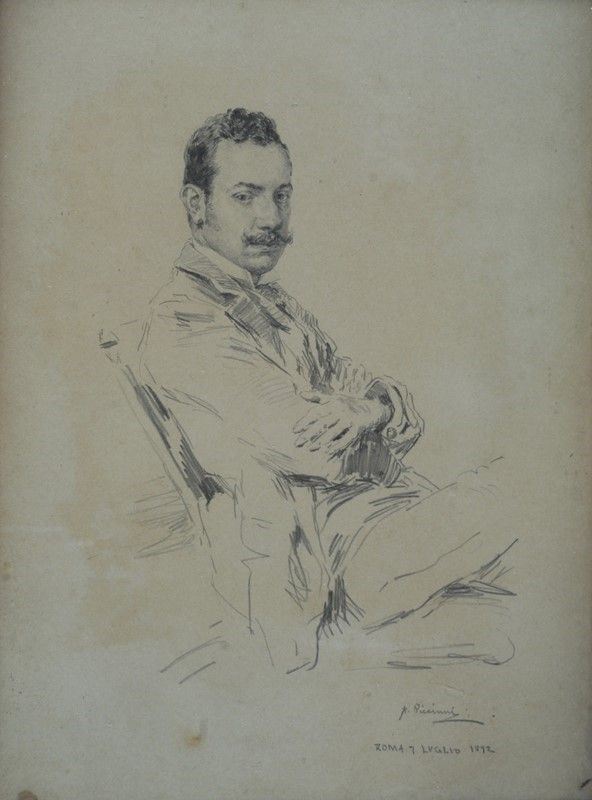 Antonio Piccinni : Ritratto di Ojetti  (1872)  - Matita su carta - Auction Autori del XIX e XX sec. - III - Galleria Pananti Casa d'Aste