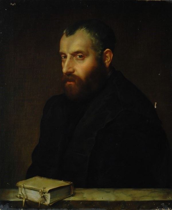 Anonimo, XIX sec. - Uomo con libro (da Giovan Battista Moroni)