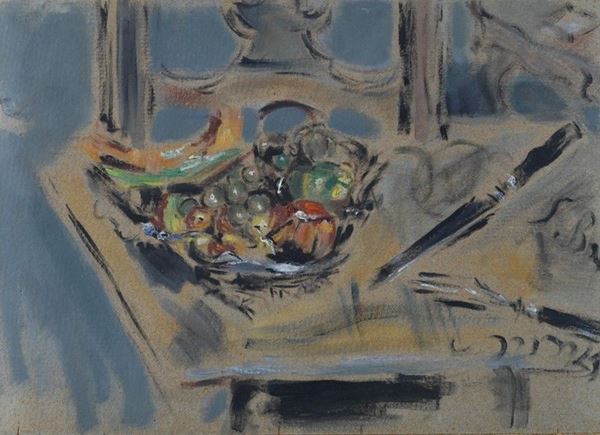 Filippo de Pisis : Natura morta  (1943)  - Olio su cartone - Auction Arte Moderna e Contemporanea - Galleria Pananti Casa d'Aste