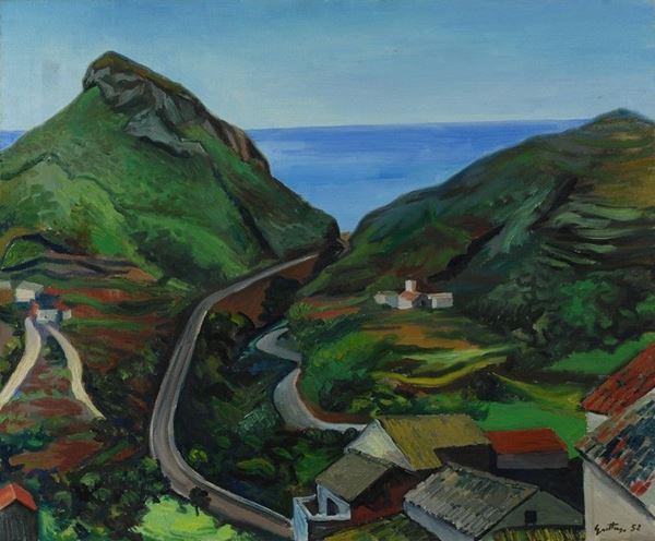 Renato Guttuso : Cava dei Tirreni  (1952)  - Olio su tela - Auction Arte Moderna e Contemporanea - Galleria Pananti Casa d'Aste