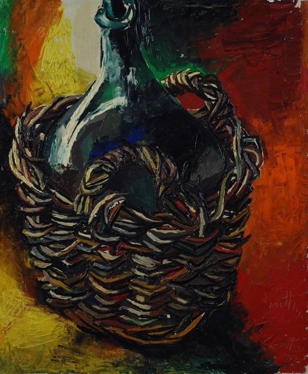 Renato Guttuso : Damigiana  (1959)  - Olio su tela - Asta Arte Moderna e Contemporanea - Galleria Pananti Casa d'Aste