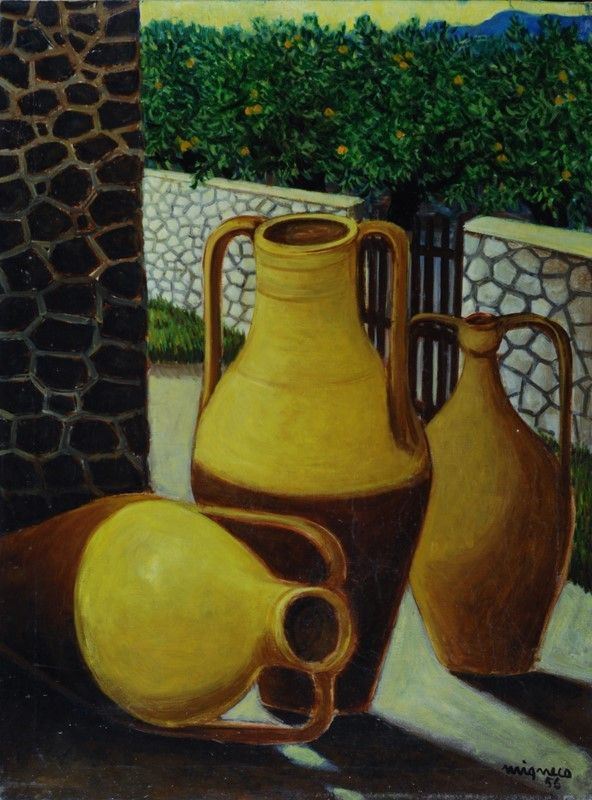 Giuseppe Migneco : Le giare  (1956)  - Olio su tela - Auction Arte Moderna e Contemporanea - Galleria Pananti Casa d'Aste