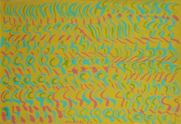 Carla Accardi : Gialloverdearancio  (1966)  - Tempera su carta - Auction Arte Moderna e Contemporanea - Galleria Pananti Casa d'Aste
