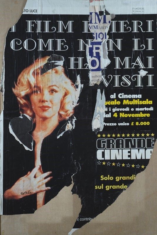 Mimmo Rotella : Il grande cinema di Marilyn  (1999)  - Decollage su tela - Asta Arte Moderna e Contemporanea - Galleria Pananti Casa d'Aste