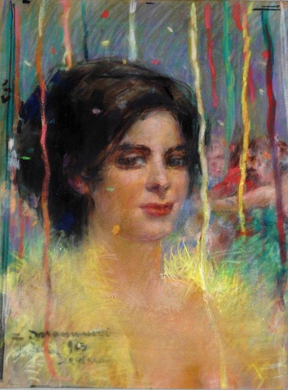 Cipriano Mannucci : Ritratto  (1963)  - Pastelli su carta - Asta Autori del XIX e XX sec. - II - Galleria Pananti Casa d'Aste
