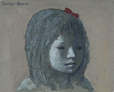 Bambina con Fiocco Rosso