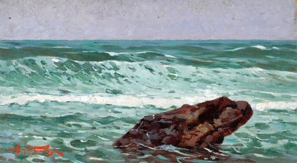 Angiolo Tommasi : Marina  - Olio su tavola - Auction AUTORI DEL XIX E XX SEC - II - Galleria Pananti Casa d'Aste