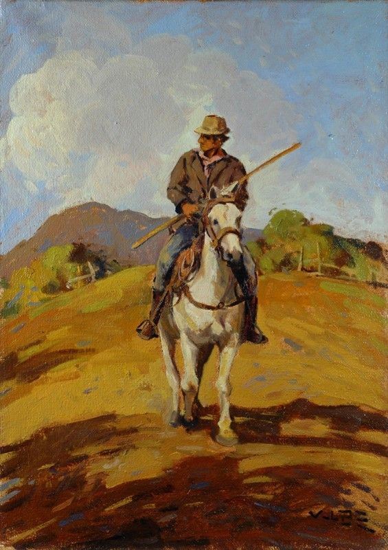 Angiolo Volpe : Buttero a cavallo  (1975)  - Olio su tela - Auction Autori del XIX e XX sec. - III - Galleria Pananti Casa d'Aste