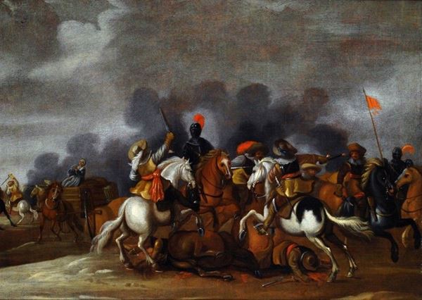 Anonimo, XVII - XVIII sec. : Battaglia  - Olio su tela - Asta ANTIQUARIATO - Galleria Pananti Casa d'Aste