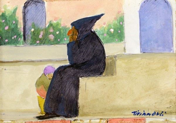 Nino Tirinnanzi : Figura seduta  - Auction AUTORI DEL XIX E XX SEC, ARTE MODERNA E CONTEMPORANEA - Galleria Pananti Casa d'Aste
