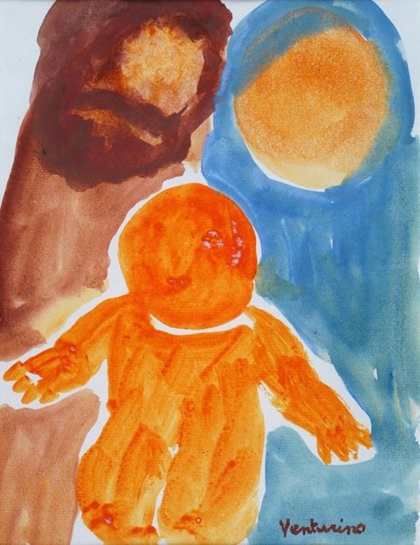 Venturino Venturi : Natività  - Olio su cartoncino - Asta ARTE MODERNA - Galleria Pananti Casa d'Aste