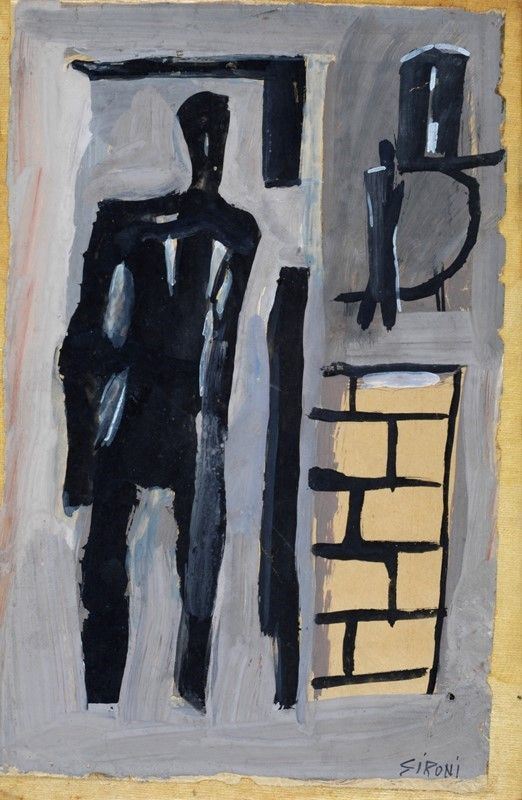 Mario Sironi - Composizione con figure, casa e muro