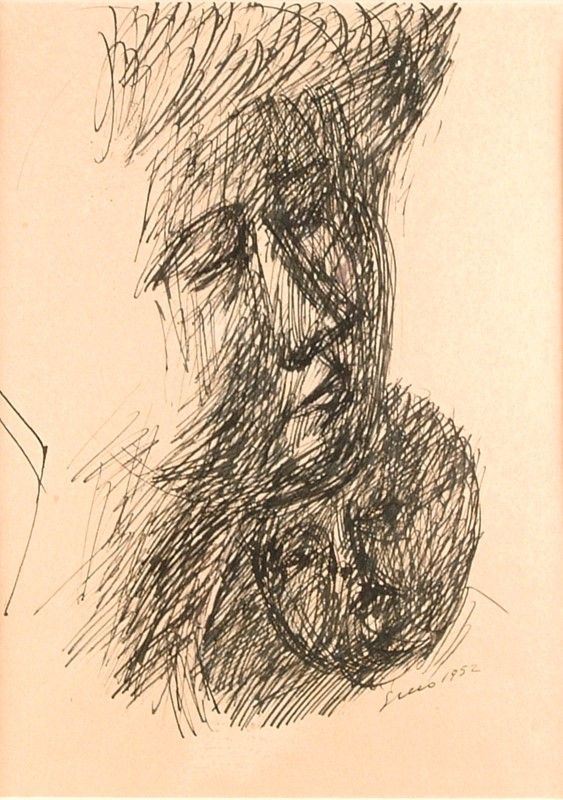 Emilio Greco : Maternità  - Disegno a china su carta - Asta STORART - ARTE MODERNA E CONTEMPORANEA - IV - Galleria Pananti Casa d'Aste