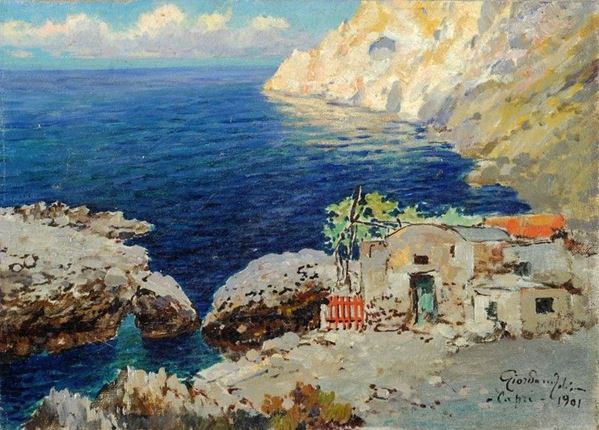 Felice Giordano : Capri  (1901)  - Olio su tela - Auction Autori del XIX e XX sec. - III - Galleria Pananti Casa d'Aste