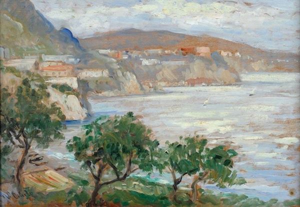 Vincenzo Ciardo : Paesaggio costiero  - Olio su compensato - Auction Arte Moderna e Contemporanea - II - Galleria Pananti Casa d'Aste