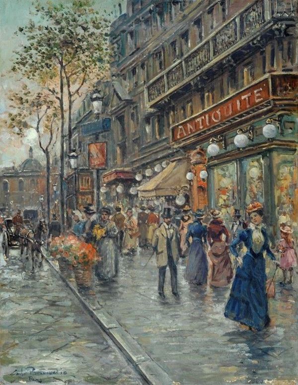 Carlo Brancaccio : Strada di Parigi  - Olio su tela - Auction Autori del XIX e XX sec. - III - Galleria Pananti Casa d'Aste
