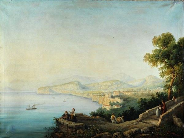 Girolamo Gianni : Veduta di Sorrento  (1880)  - Olio su tela - Asta Autori del XIX e XX sec. - III - Galleria Pananti Casa d'Aste