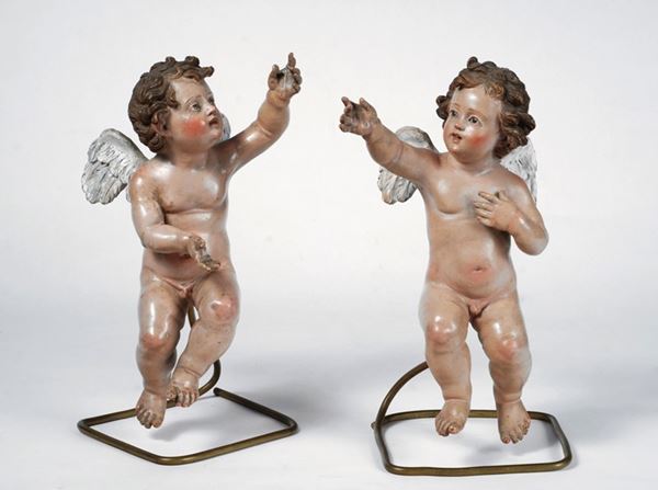 Due angeli da presepe  - Asta Antiquariato, Gioielli - I - Galleria Pananti Casa d'Aste