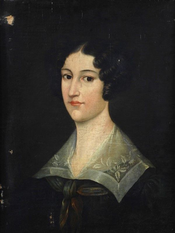 Anonimo, XIX sec. : Ritratto femminile  - Olio su tela - Auction Antiquariato, Gioielli - I - Galleria Pananti Casa d'Aste
