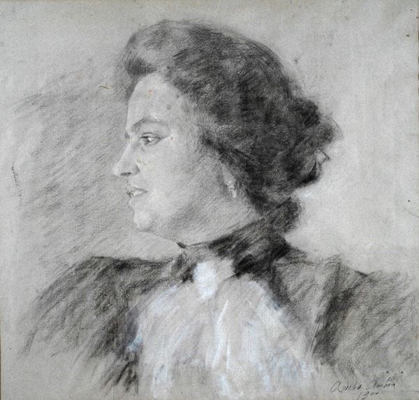 Anonimo, XX sec. : Ritratto femminile  (1900)  - Matita su carta - Asta DISEGNI DAL XIX AL XX SEC - Galleria Pananti Casa d'Aste