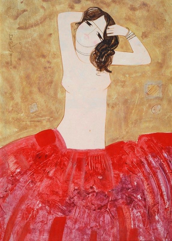 Dariush Mohaier : Figura  - Tempera su carta riportata su tela - Asta STORART - ARTE MODERNA E CONTEMPORANEA - IV - Galleria Pananti Casa d'Aste