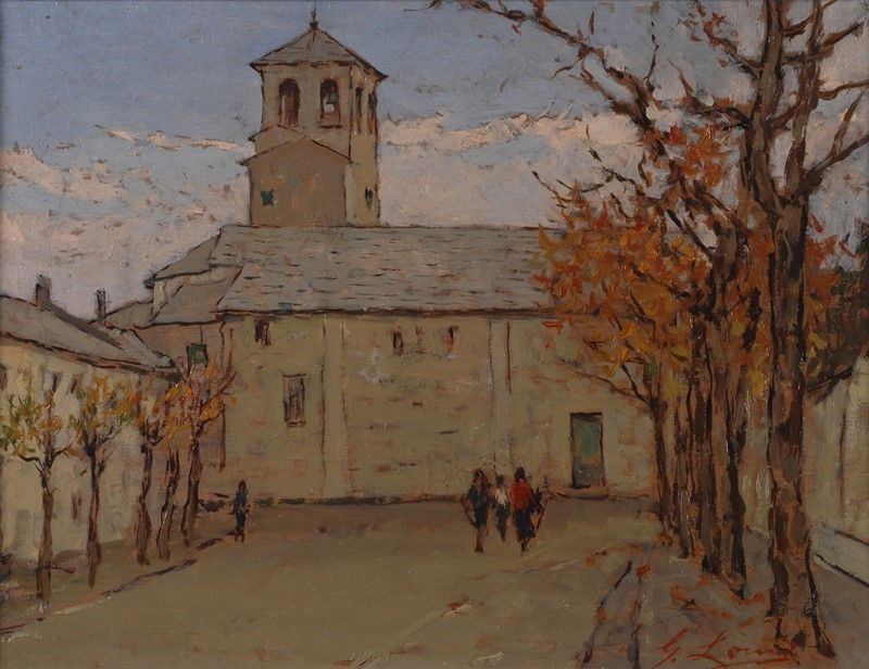 Giovanni Lomi - Scorcio di Viale con Chiesa