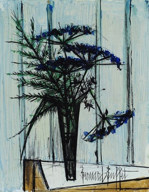 Bernard Buffet : Vaso con fiori  (1969)  - Olio su faesite - Auction Arte moderna e contemporanea - III - Galleria Pananti Casa d'Aste
