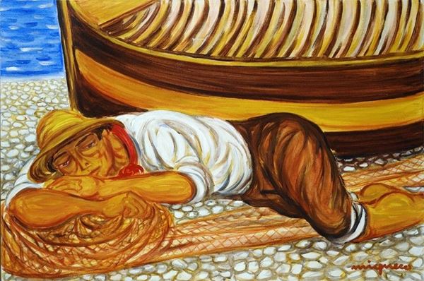 Giuseppe Migneco - Pescatore sdraiato