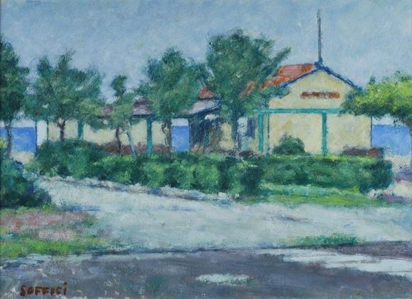 Ardengo Soffici : Paesaggio al Forte  (1960)  - Olio su tela cartonata - Auction Arte moderna e contemporanea - III - Galleria Pananti Casa d'Aste