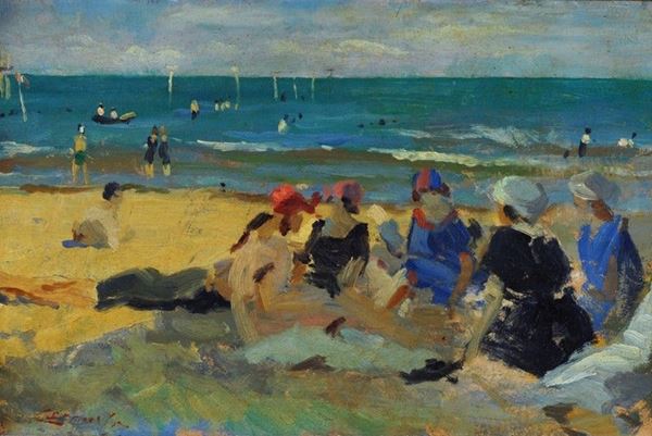 Scuola Italiana, inizi XX sec. - Spiaggia del lido di Venezia