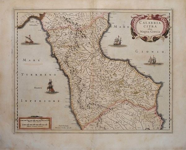 Henricus Hondius : Calabria citra olim magna graecia  ( )  - Incisione - Asta ANTIQUARIATO - Galleria Pananti Casa d'Aste