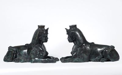 Coppia di Sfingi in Bronzo